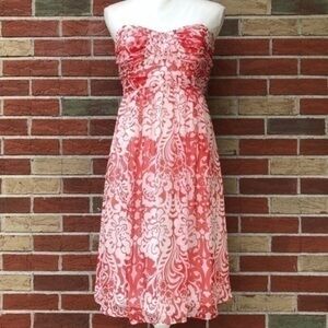 NWT Shoshanna Silk Strapless Red White Print Dress 👗